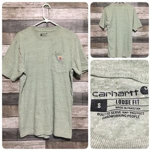 Carhartt Loose Fit Pocket T Shirt Men’s S Green Short Sleeve Workwear Casual